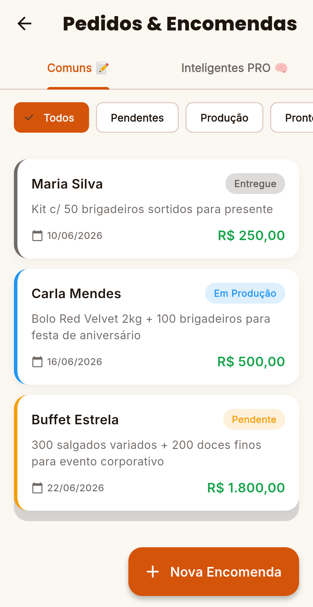 Controle de Pedidos e Encomendas