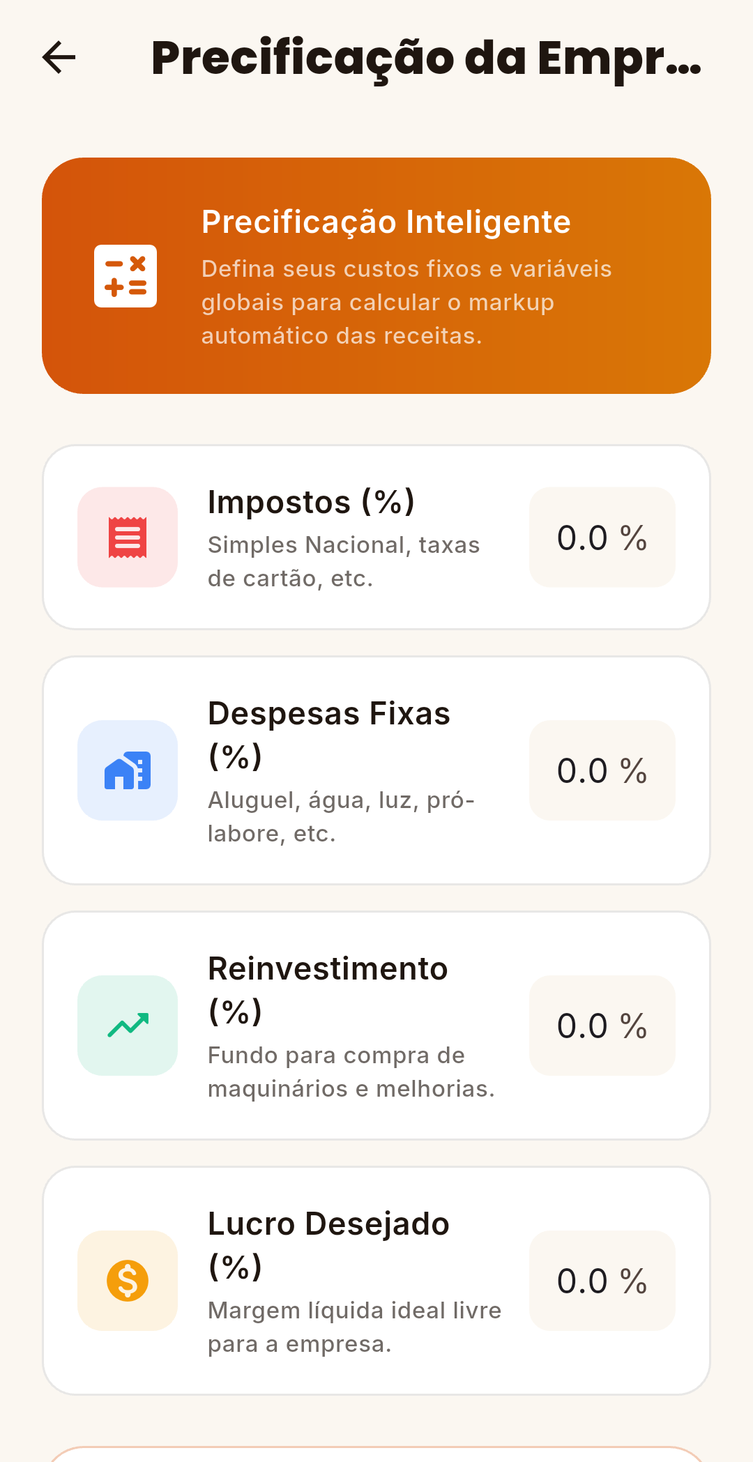 Ficha Técnica e Precificação Inteligente