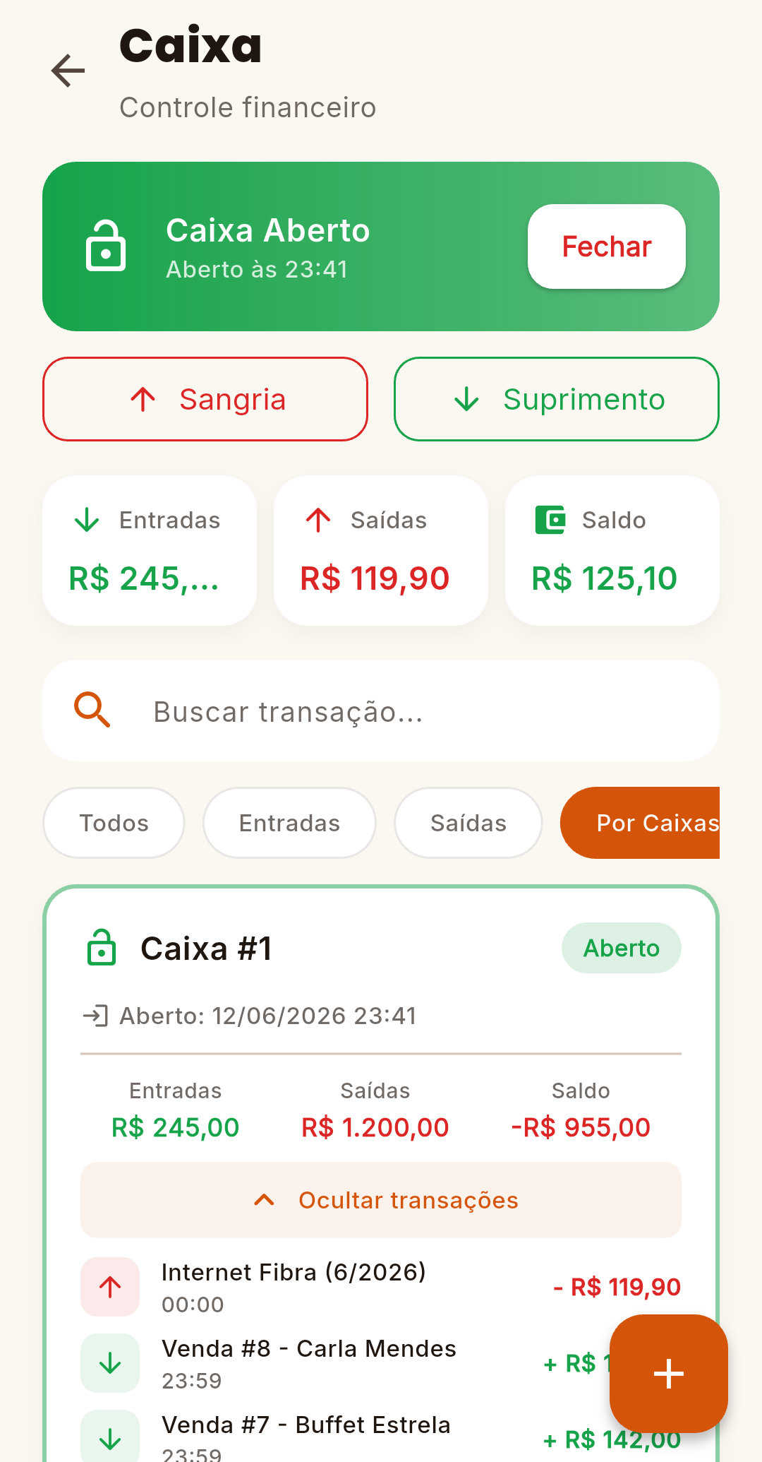 Gestão de Caixa e Movimentações