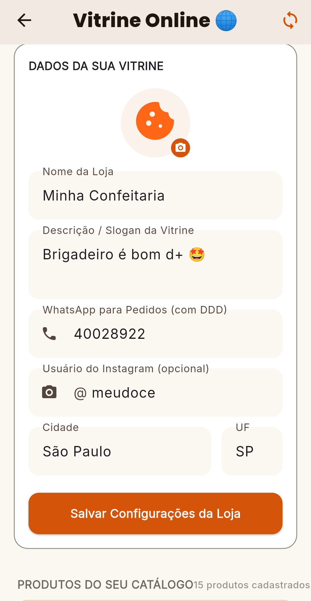 Vitrine Digital e Cardápio Online